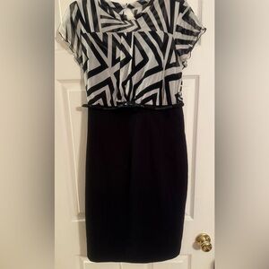 Calvin Klein Black and White Midi Dress
